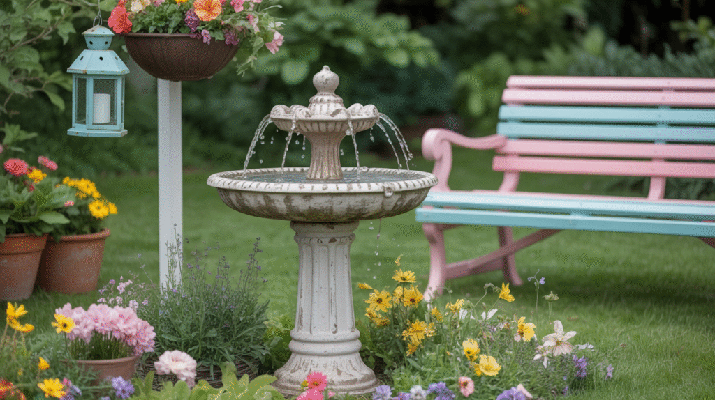 Vintage Bird Bath Fountain Charm