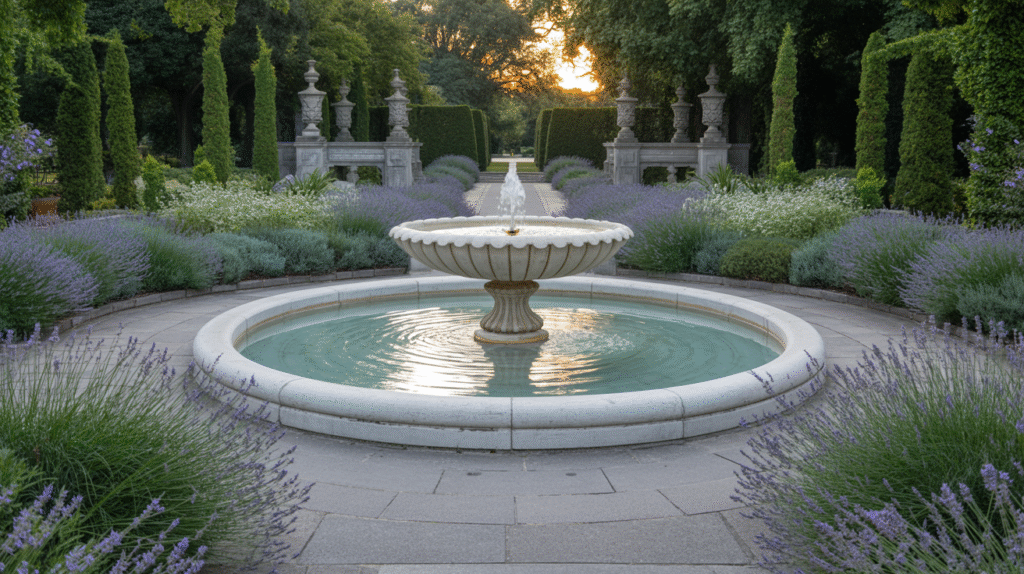 Lavender and Fountain Garden