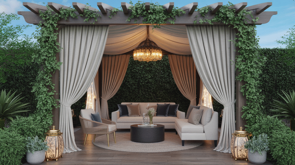 Chic Pergola with Velvet Drapes