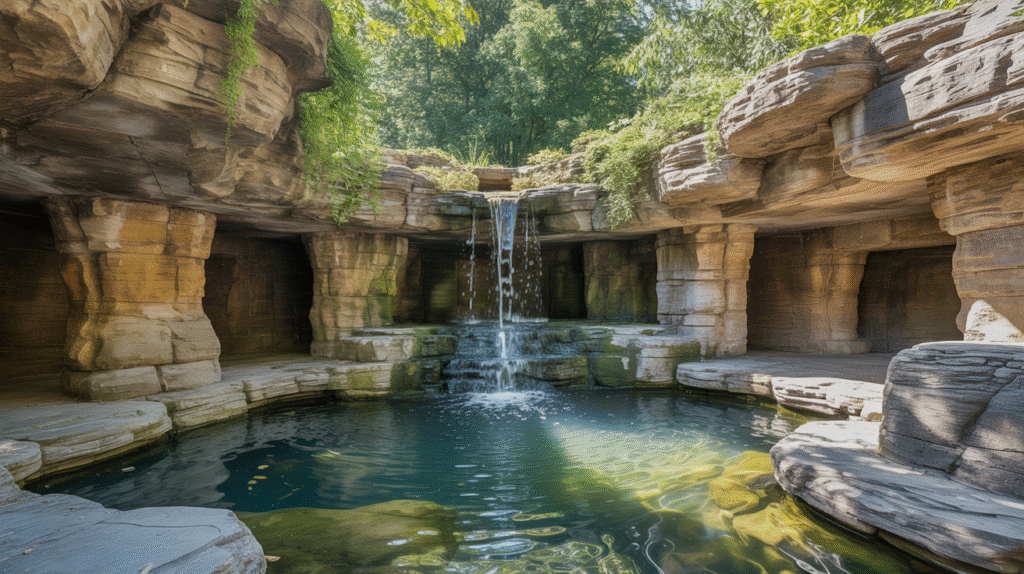 Natural Stone Grotto with Waterfall