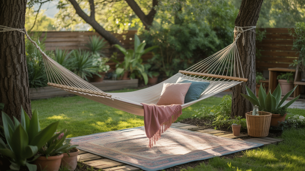 Hammock Haven Tucked Between Trees for Gentle Afternoons