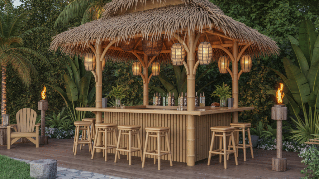 Tropical Tiki Bar Escape for Entertaining and Island Vibes