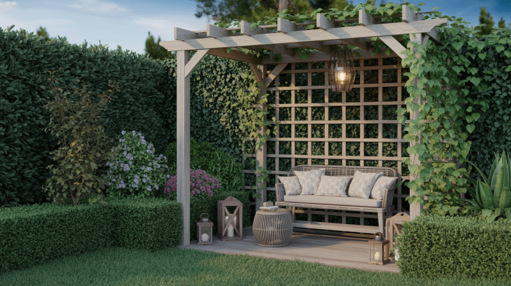 Secret Garden Hideaway Hidden by Hedges and Trellises