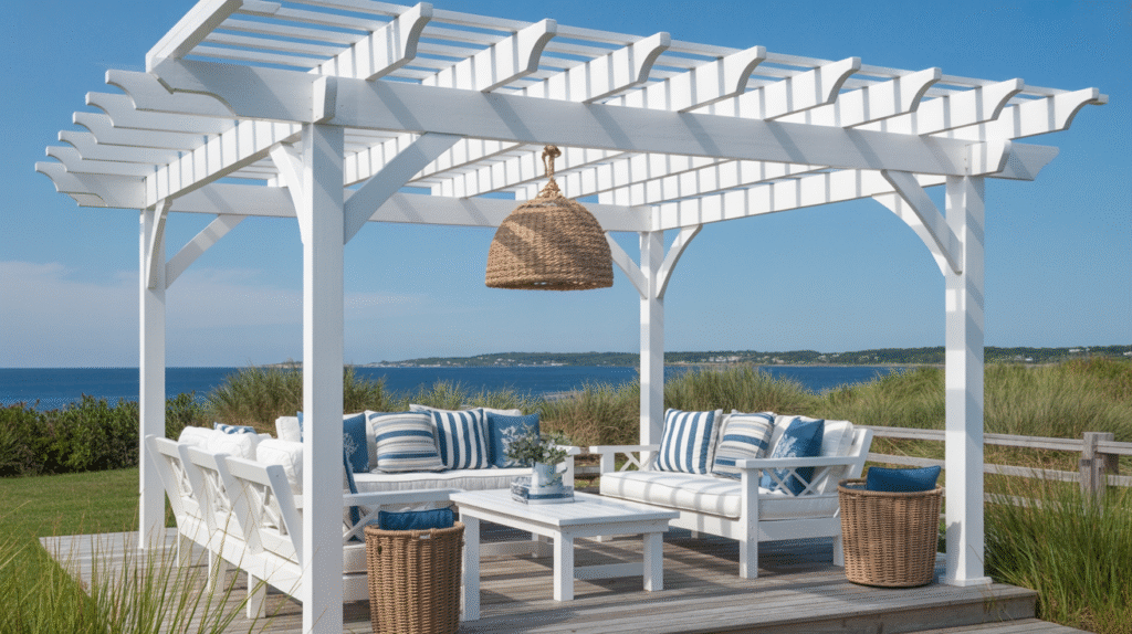 White Pergola with Coastal Charm