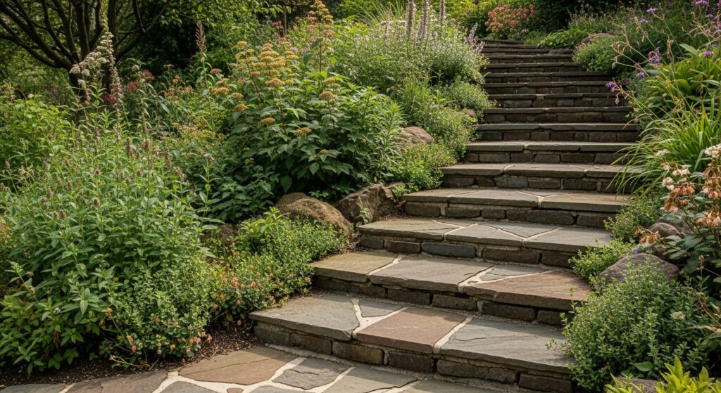 Curved Stone Steps for Natural Grace