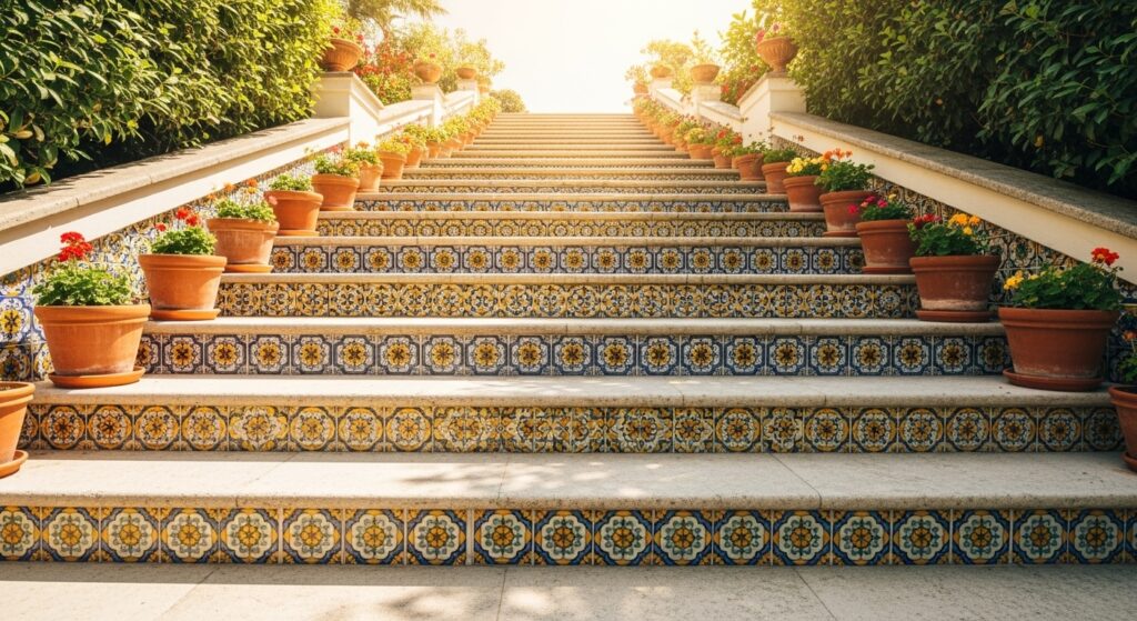 Tiled Steps for Mediterranean Flair