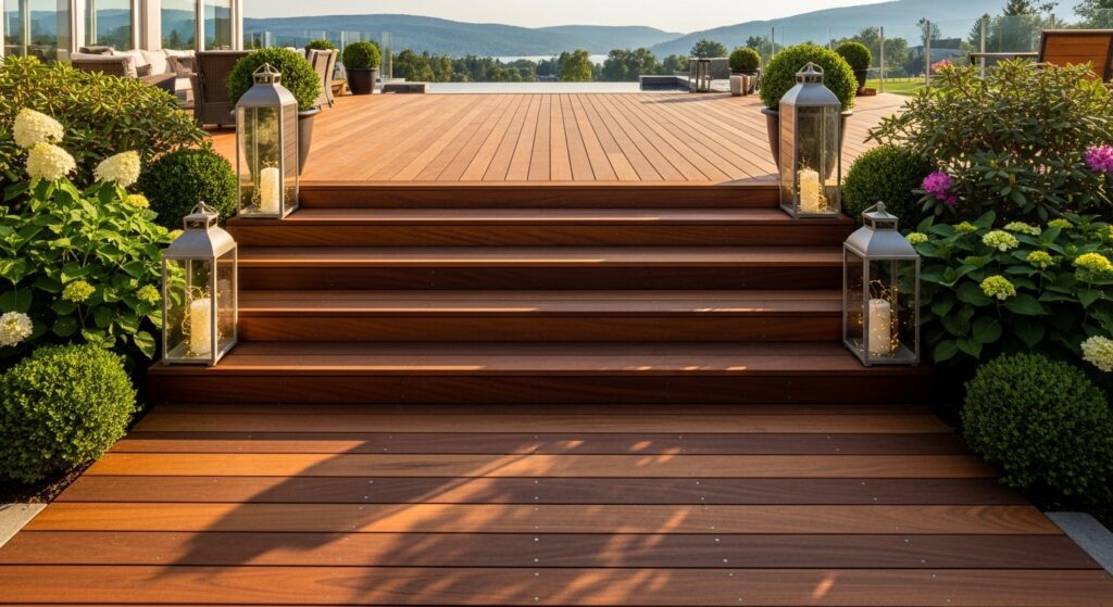 Wide Wooden Stairs for a Grand Entrance
