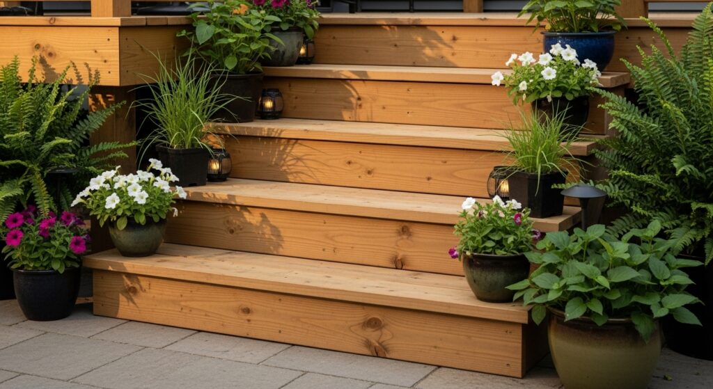 Wooden Deck Stairs for a Rustic Look
